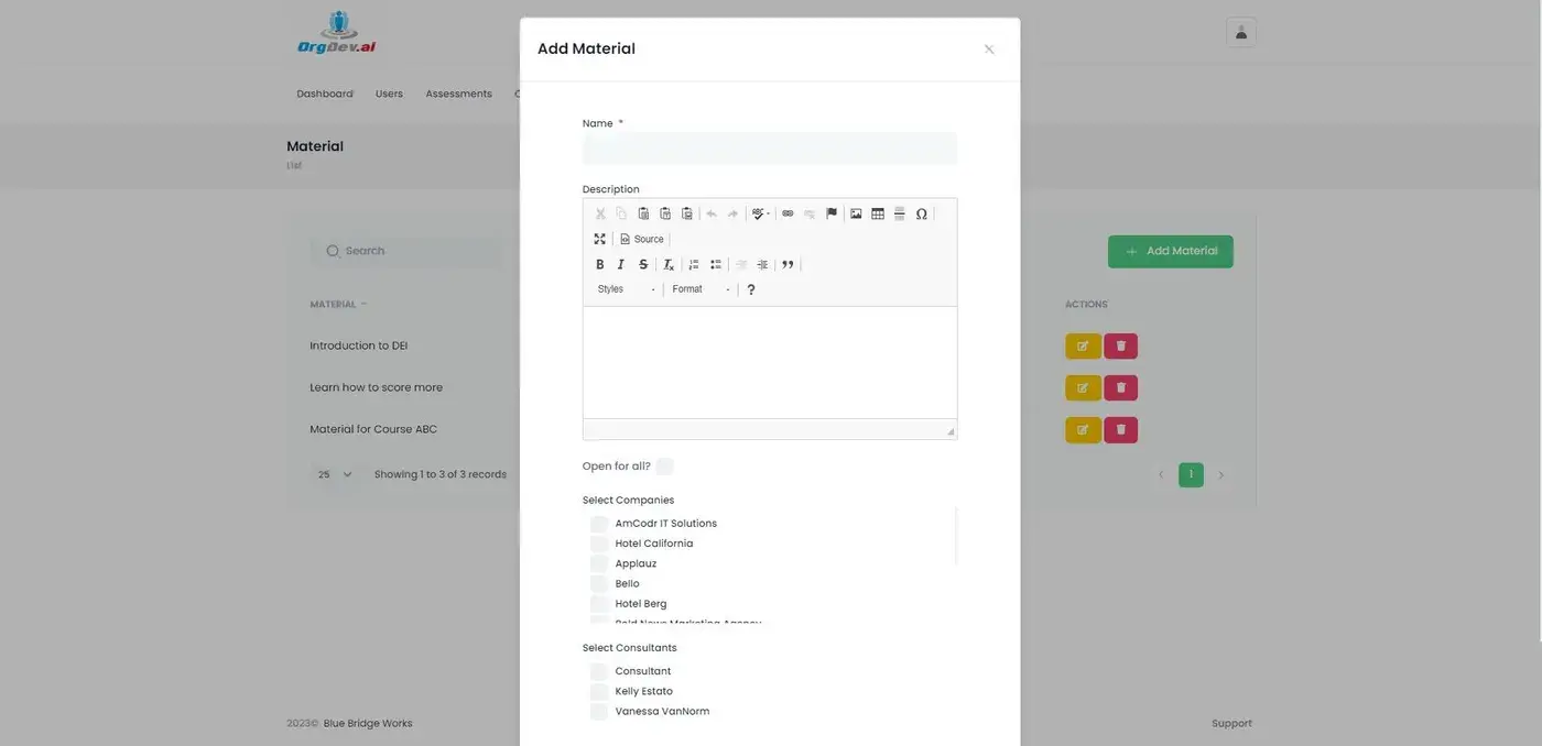 OrgDev.ai: Adding course material