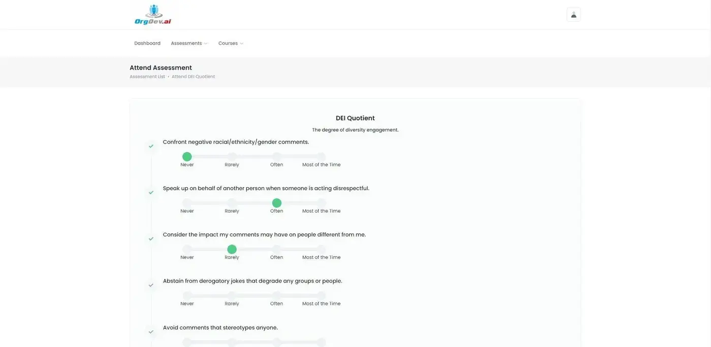 OrgDev.ai: Taking the DEI Quotient assessment