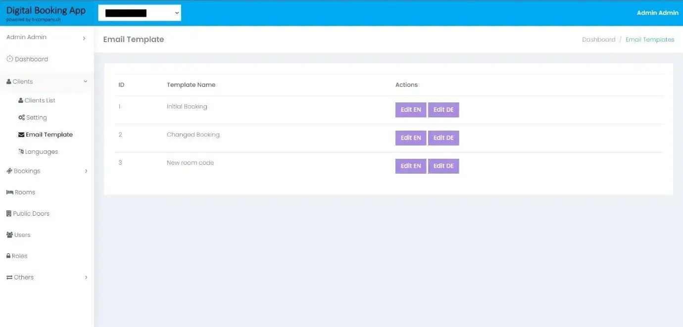 Digital Booking App: Email templates