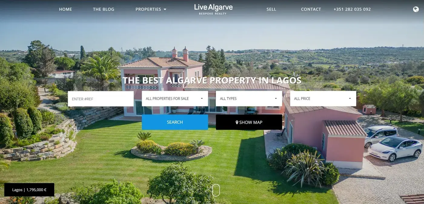 LiveAlgarve: Home page with property search