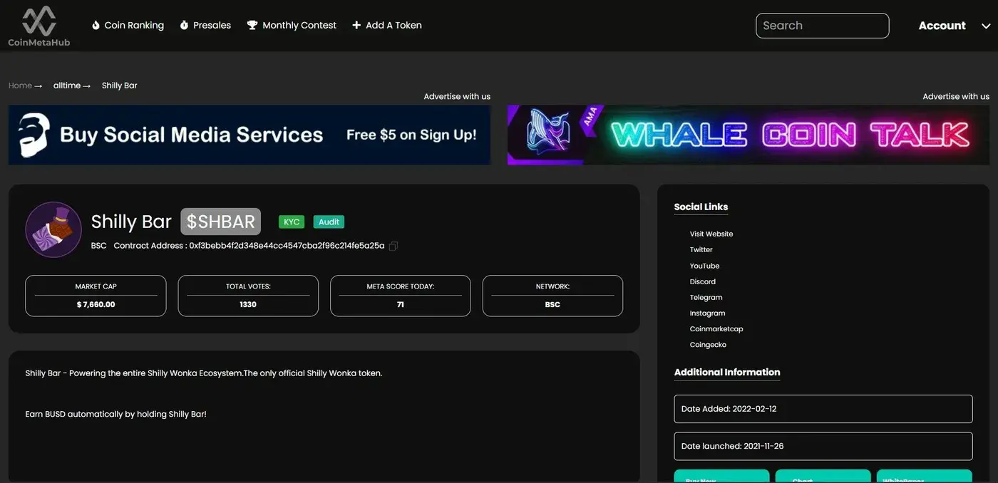 Coin Meta Hub: Coin details page