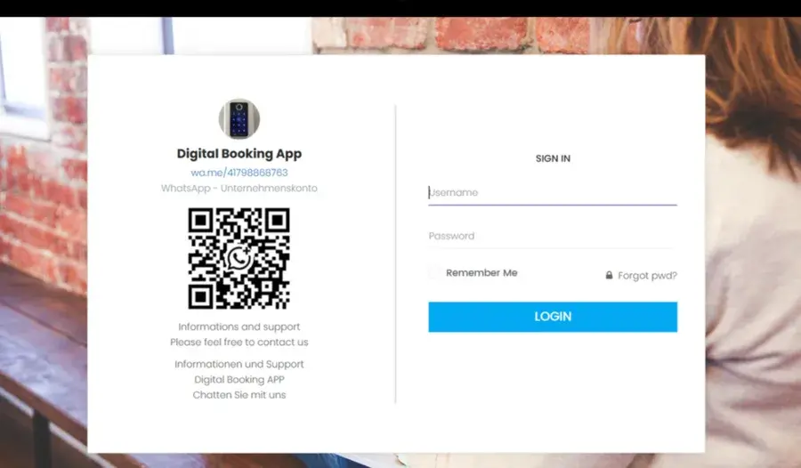 Digital Booking App home screen
