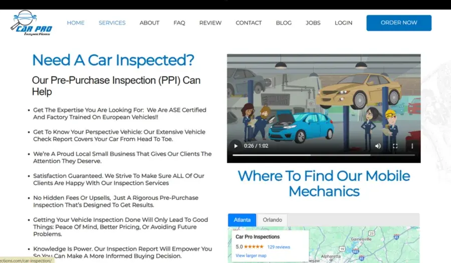 CarPro Inspections home screen