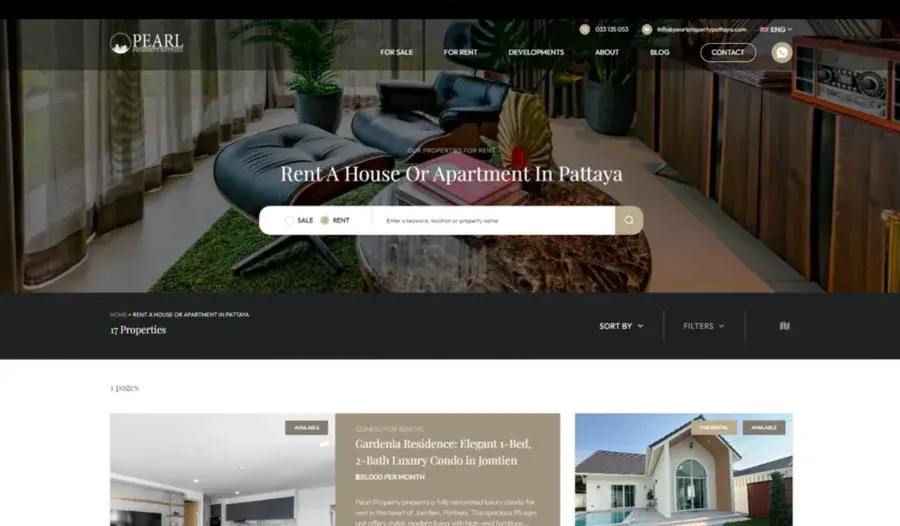 Pearl Property home screen